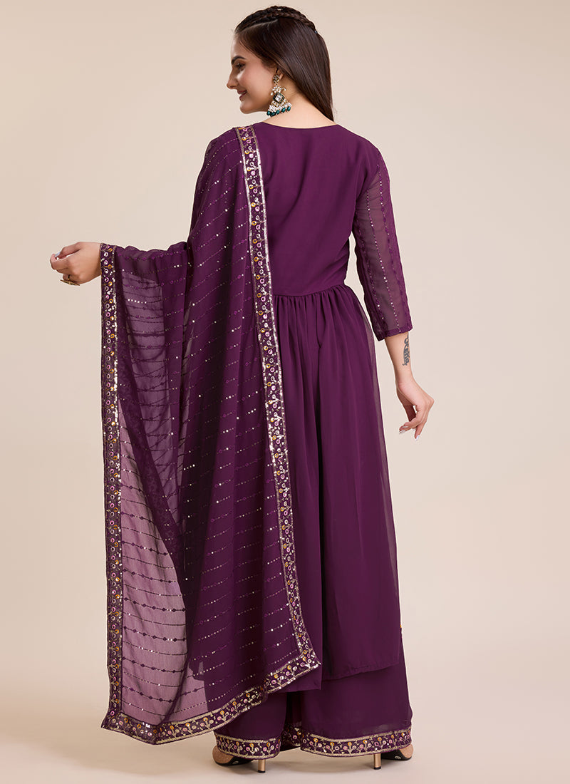 Purple Georgette Salwar Suit