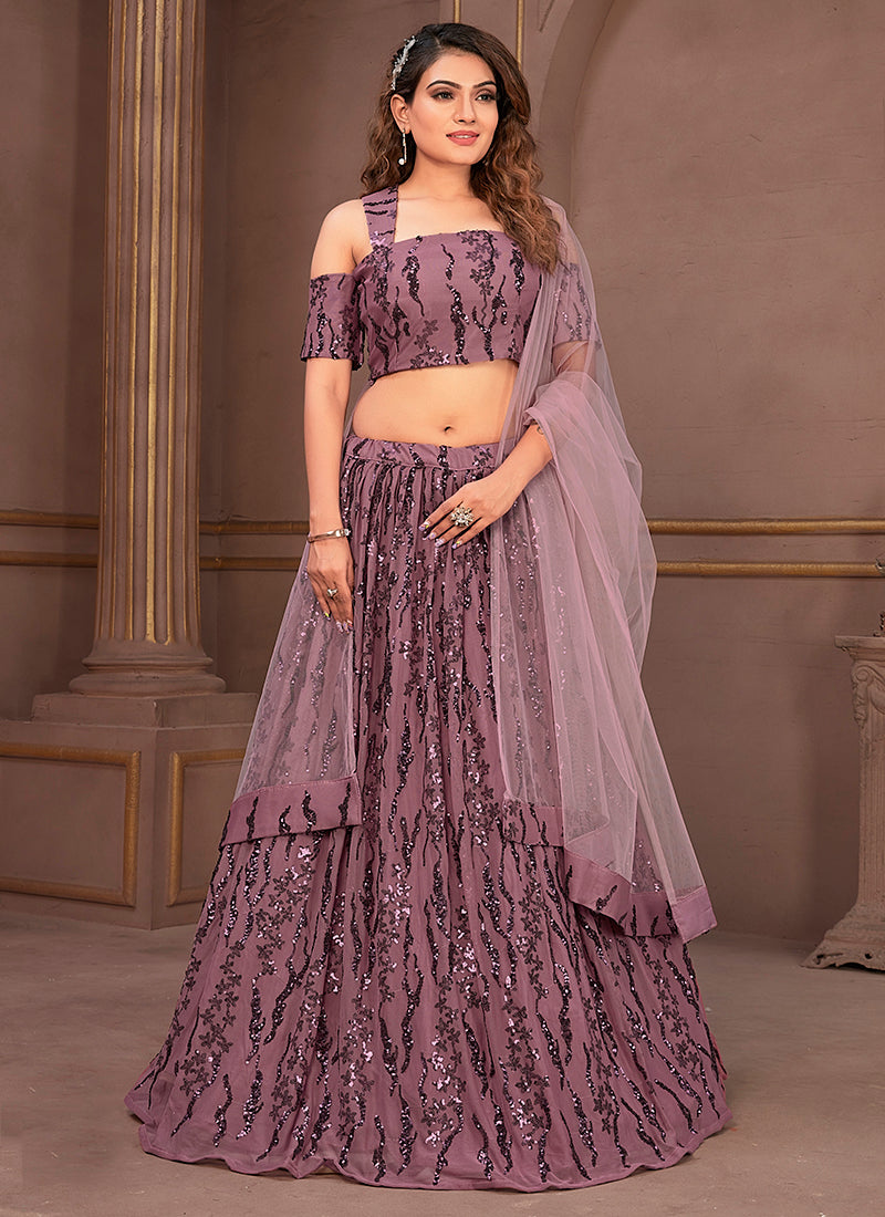 Purple Net Party Wear