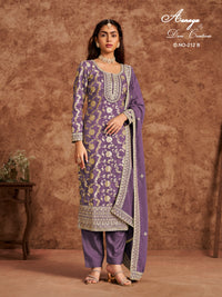 Purple Dola Jacquard Silk Salwar