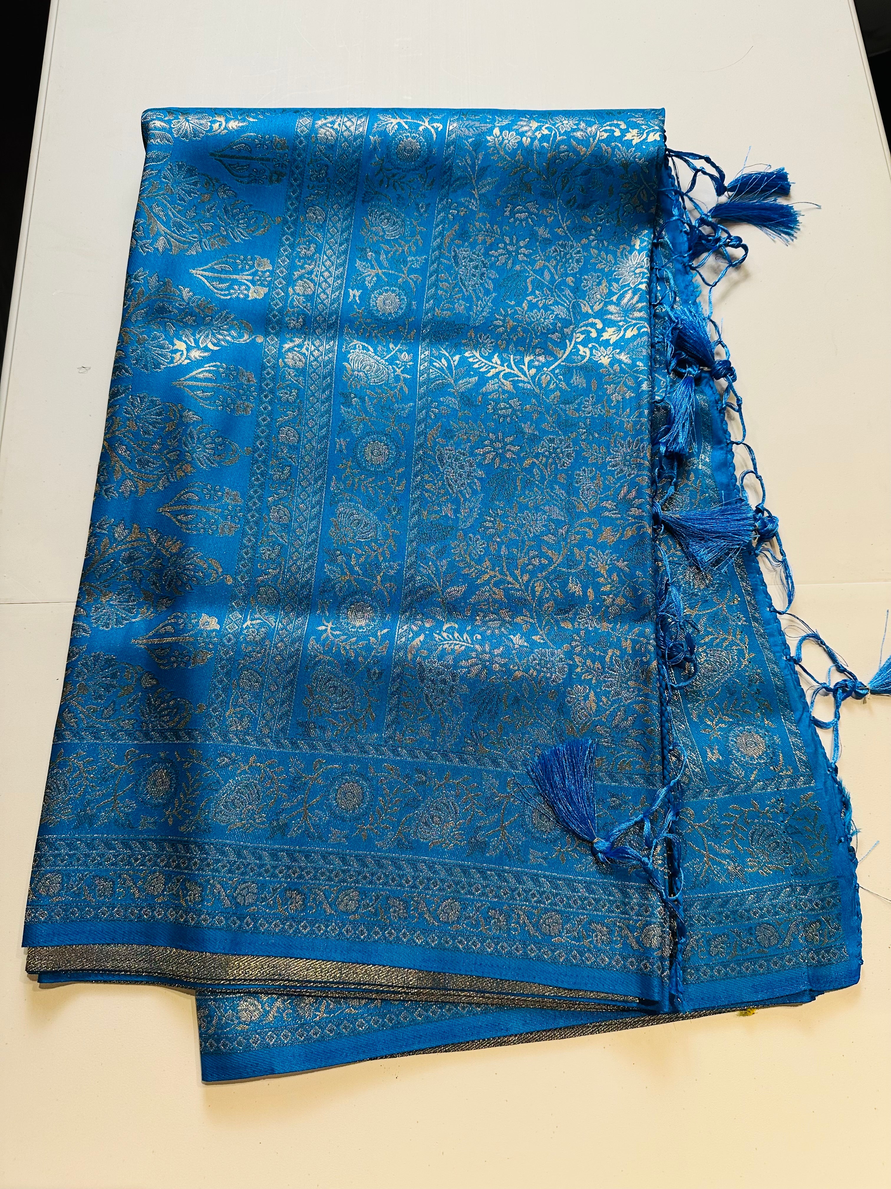 Royal Blue Gold‑Woven Silk Saree | Spark In Style – Spark In Style