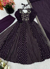 Dark Purple Embroidery Anarkali