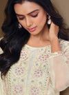 Off-White Crinkle Chiffon Lucknowi Salwar