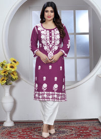 Dark Wine Rayon Kurti and Pant