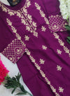 Wine Rayon Embroidery Salwar Suit