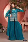 Blue Turquoise Short Kurta Palazzo