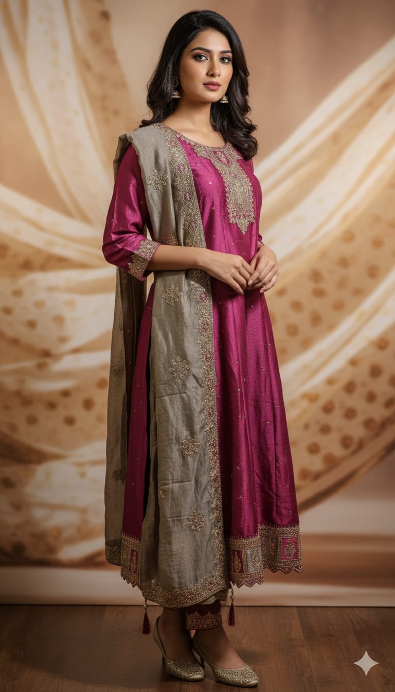 Cherry Pink Anarkali