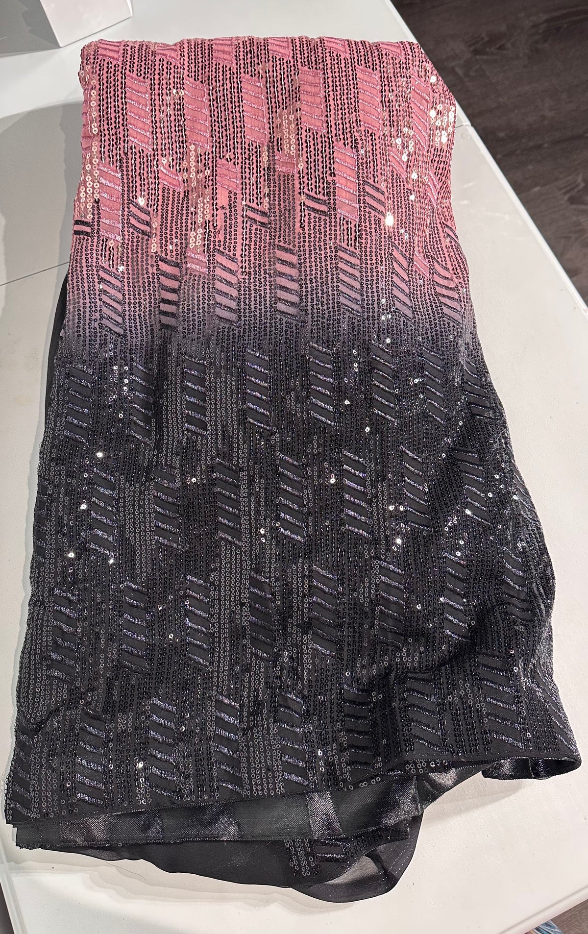 Pink and Black Combo Georgette Sequins