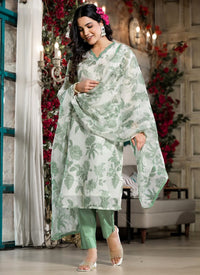 Light Green Chanderi Print Salwar