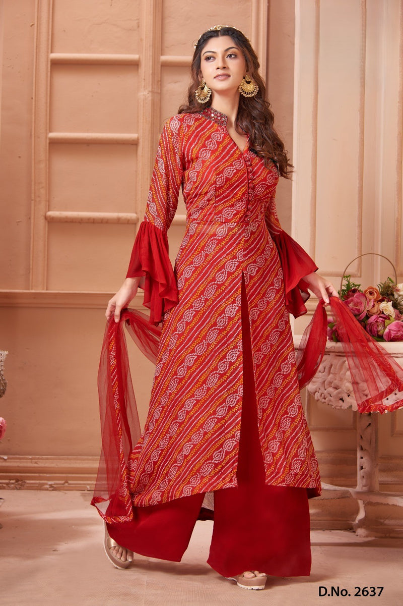 Orange Bandhani Georgette Palazzo