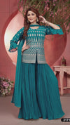 Blue Turquoise Short Kurta Palazzo