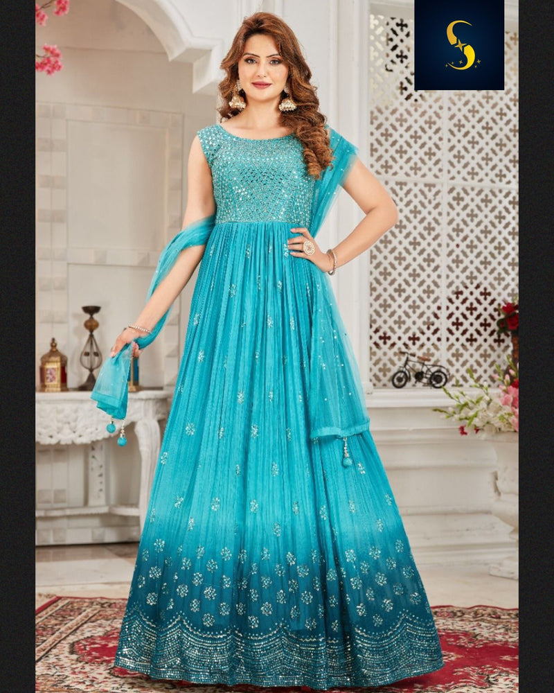 sky blue gown