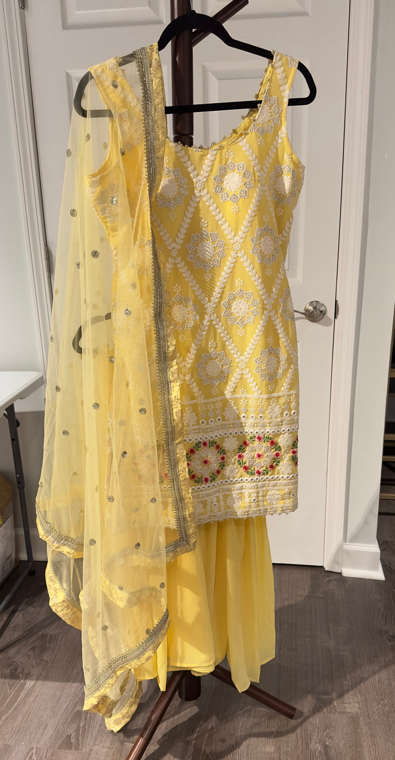 Light Yellow Georgette Sharara