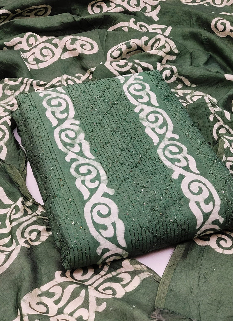 Green Chanderi Salwar Suit