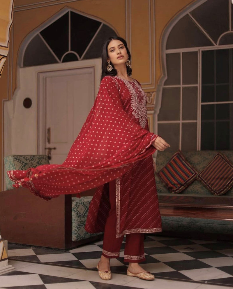 Red Embroidery Salwar