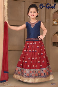 Navy Blue and Maroon Lehenga Choli