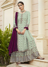 Pista Green Faux Georgette Sharara Suit