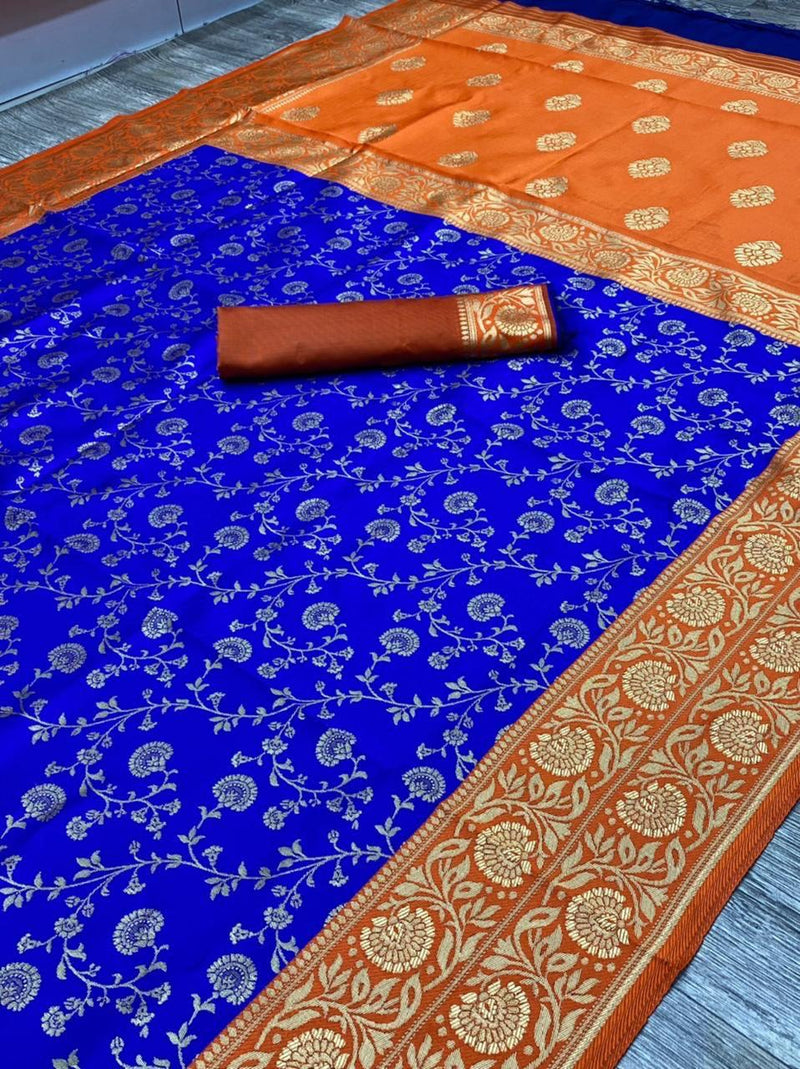 Royal Blue Organic Banarasi Saree