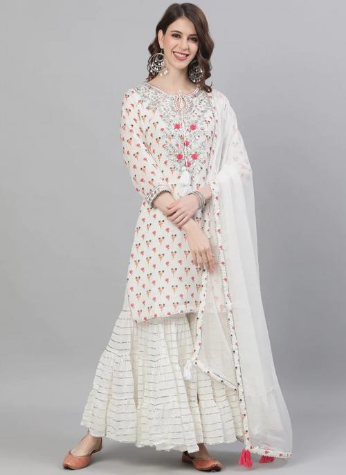 White Silk Traditional Wear